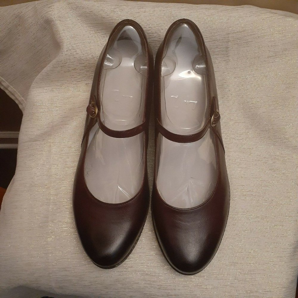 Dansko Brown Leather Mary Jane Wedge Shoes - Picture 6 of 7
